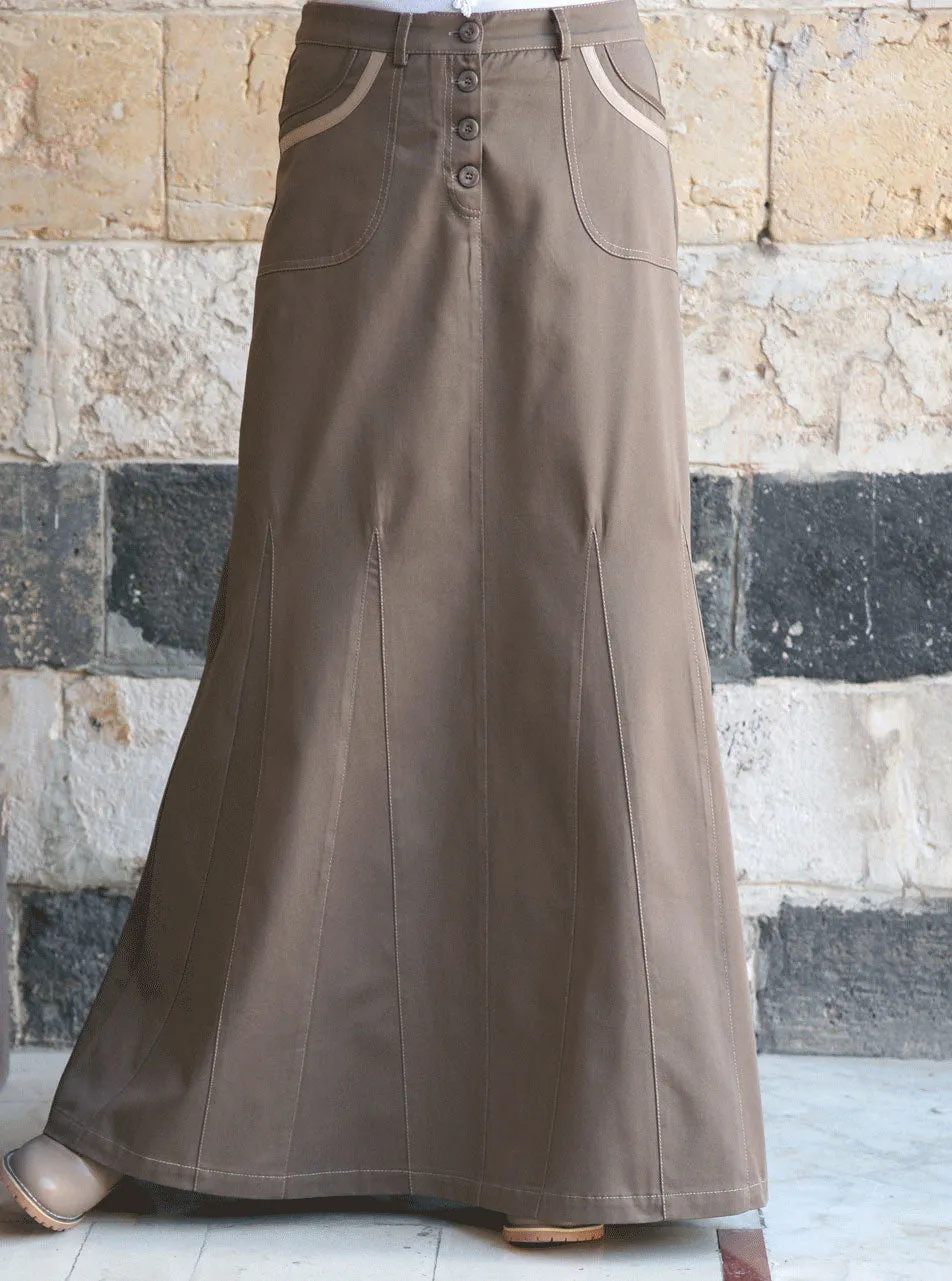 Contrast Trim Godet Maxi Skirt