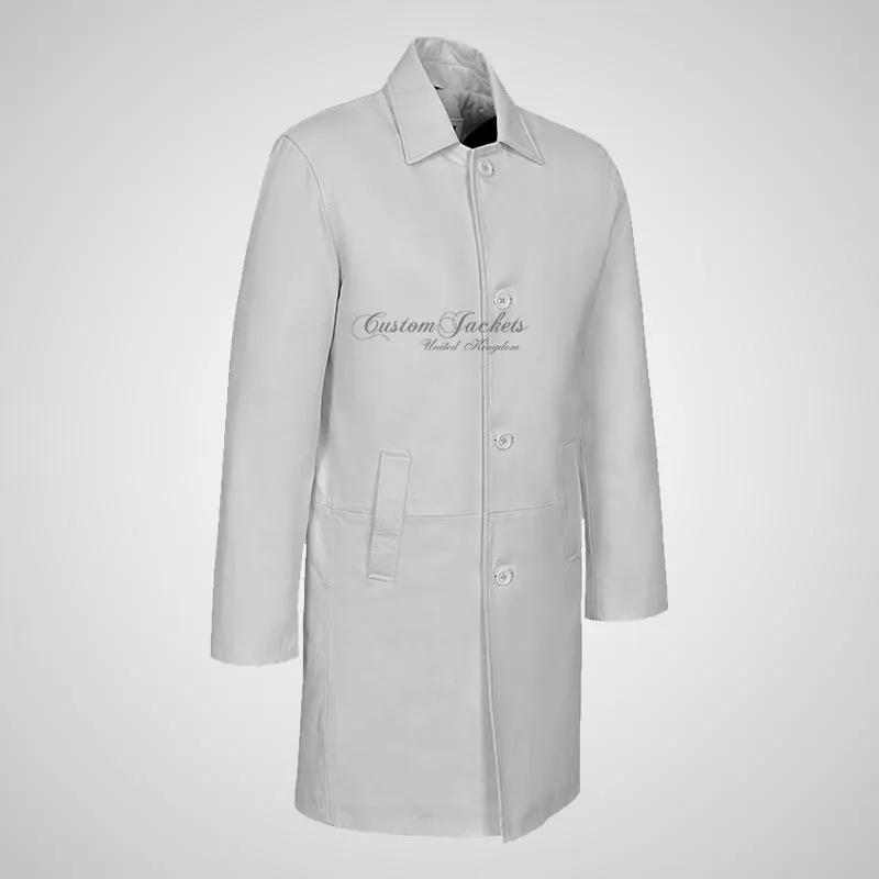 DASHIELL Mens Leather 3/4 Length Coat Long Leather Coat