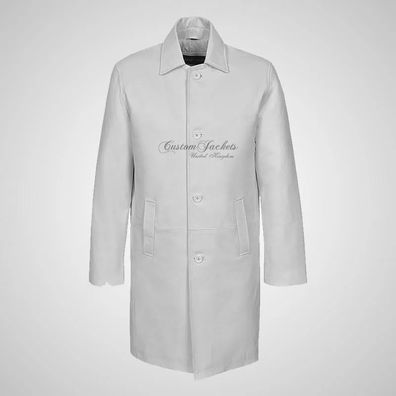 DASHIELL Mens Leather 3/4 Length Coat Long Leather Coat