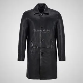 DASHIELL Mens Leather 3/4 Length Coat Long Leather Coat