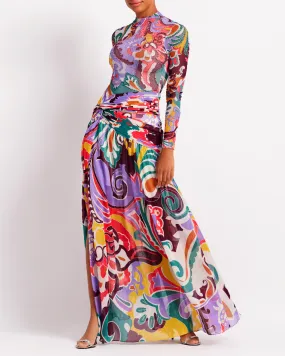 Daydreamer High Slit Maxi Skirt Multi - PatBO