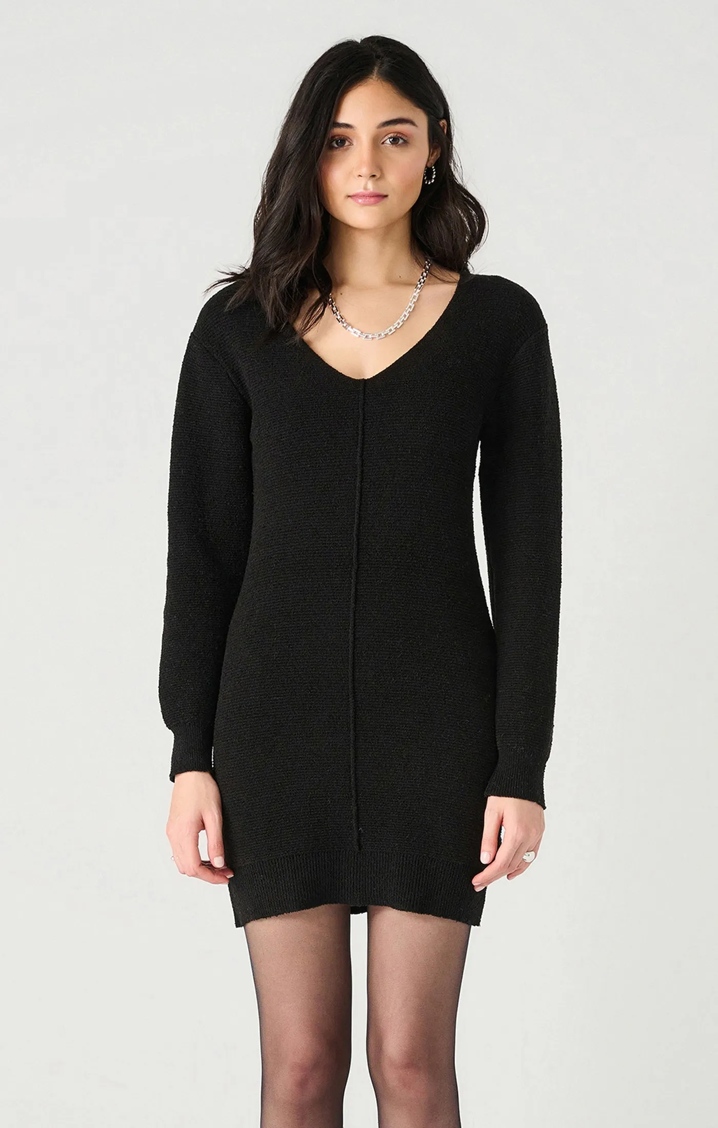 Dex LS V-Neck Ribbed Sweater Dress