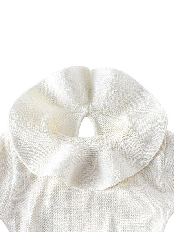Doll Collar Paneled Knitting Romper for Babies