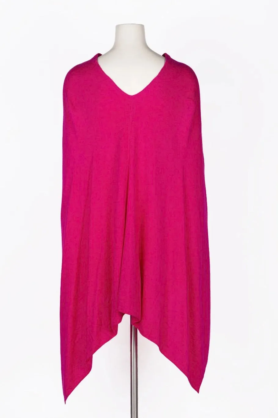Dolma Cashmere Poncho - FUSCHIA DARK PINK