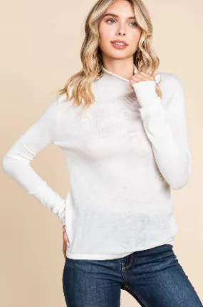 DOORBUSTER Underneath It All Women's Solid Turtleneck Knit Top WINTER WHITE
