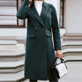 Elegante Dubbelrijige Lange Damesjas