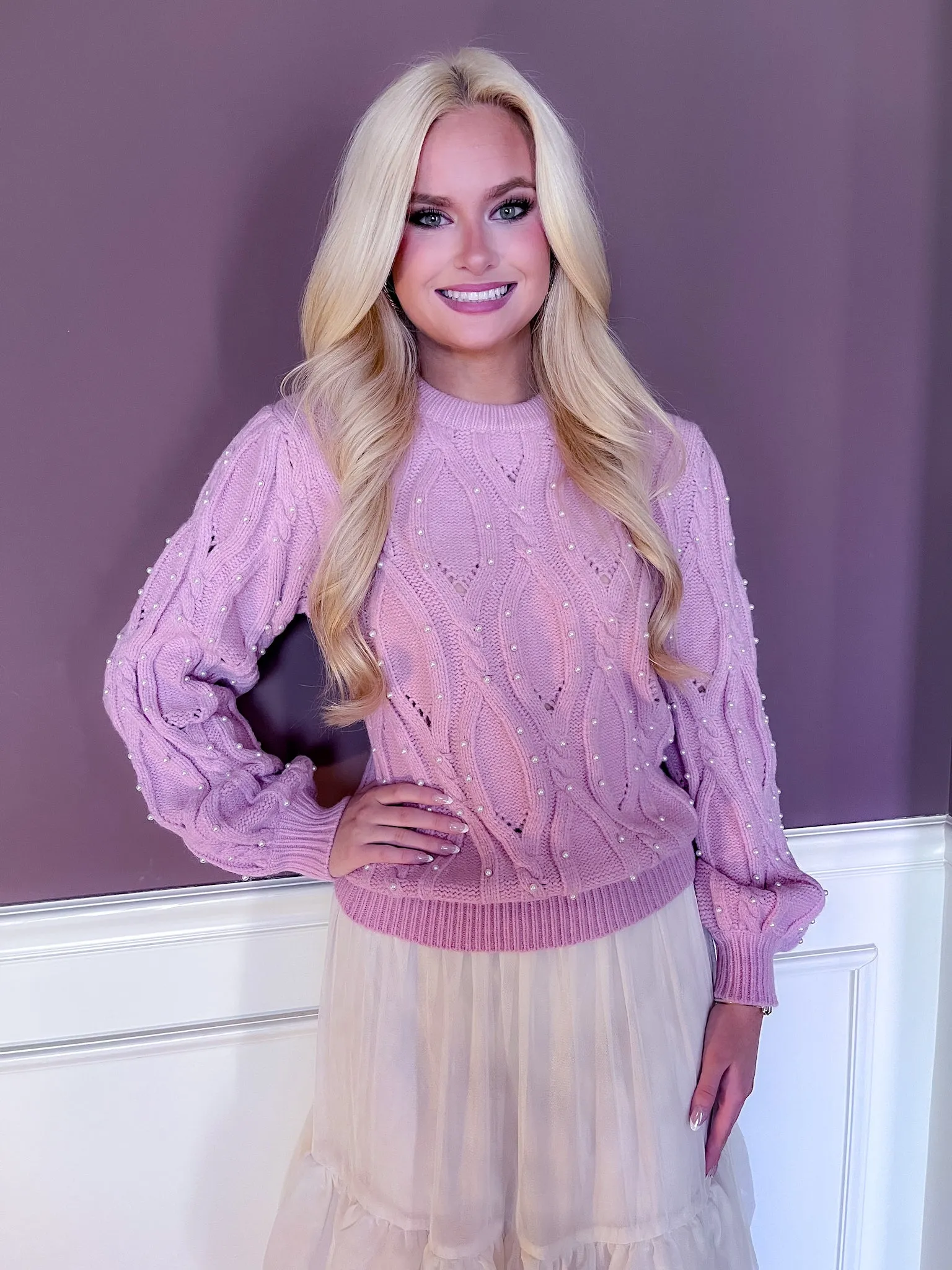 Elise Pearl Embellished Sweater