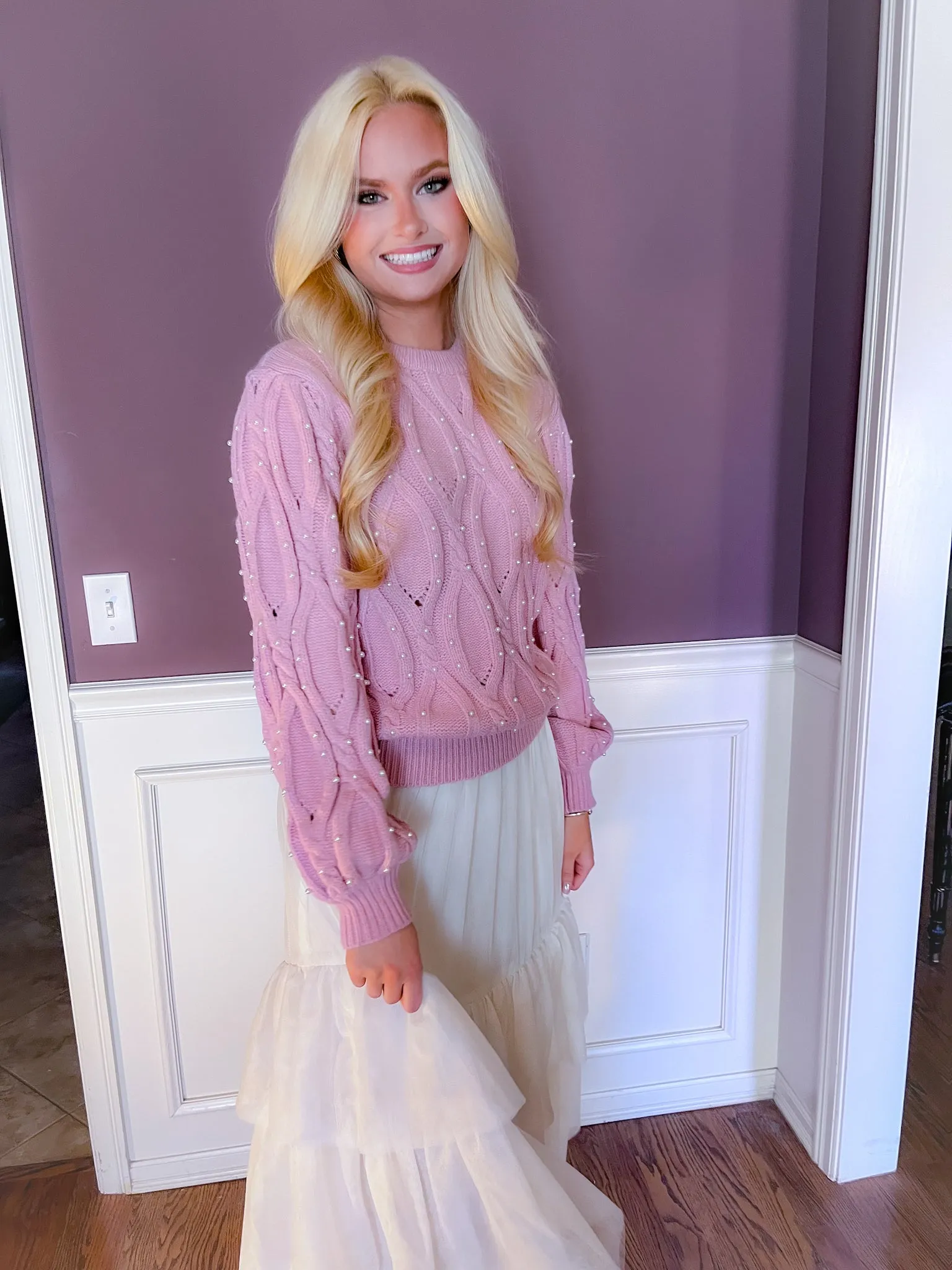 Elise Pearl Embellished Sweater