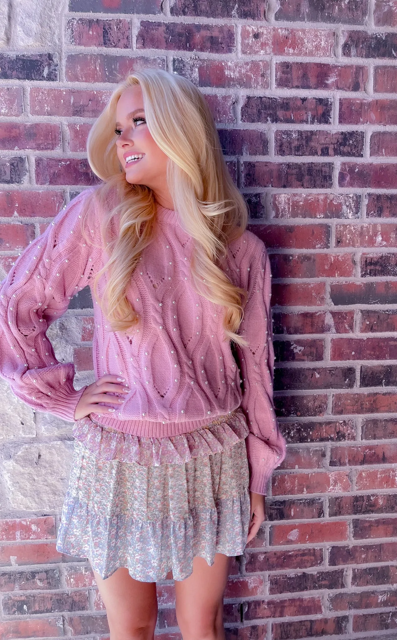 Elise Pearl Embellished Sweater
