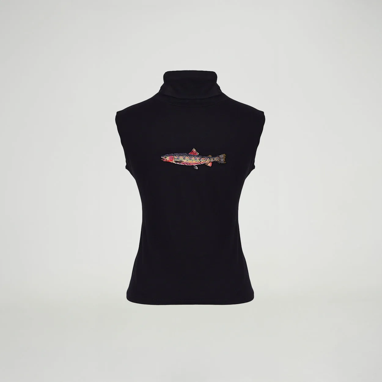 Embroidered Turtleneck Tank