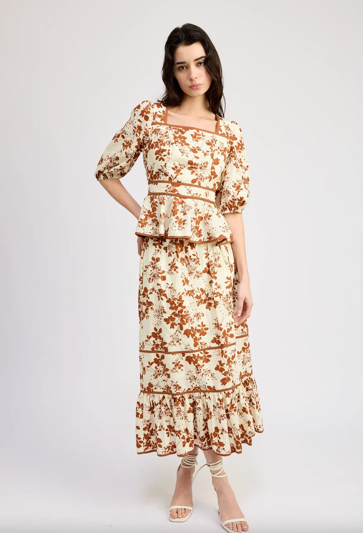 Emilia Ruffled Maxi Skirt in Rust