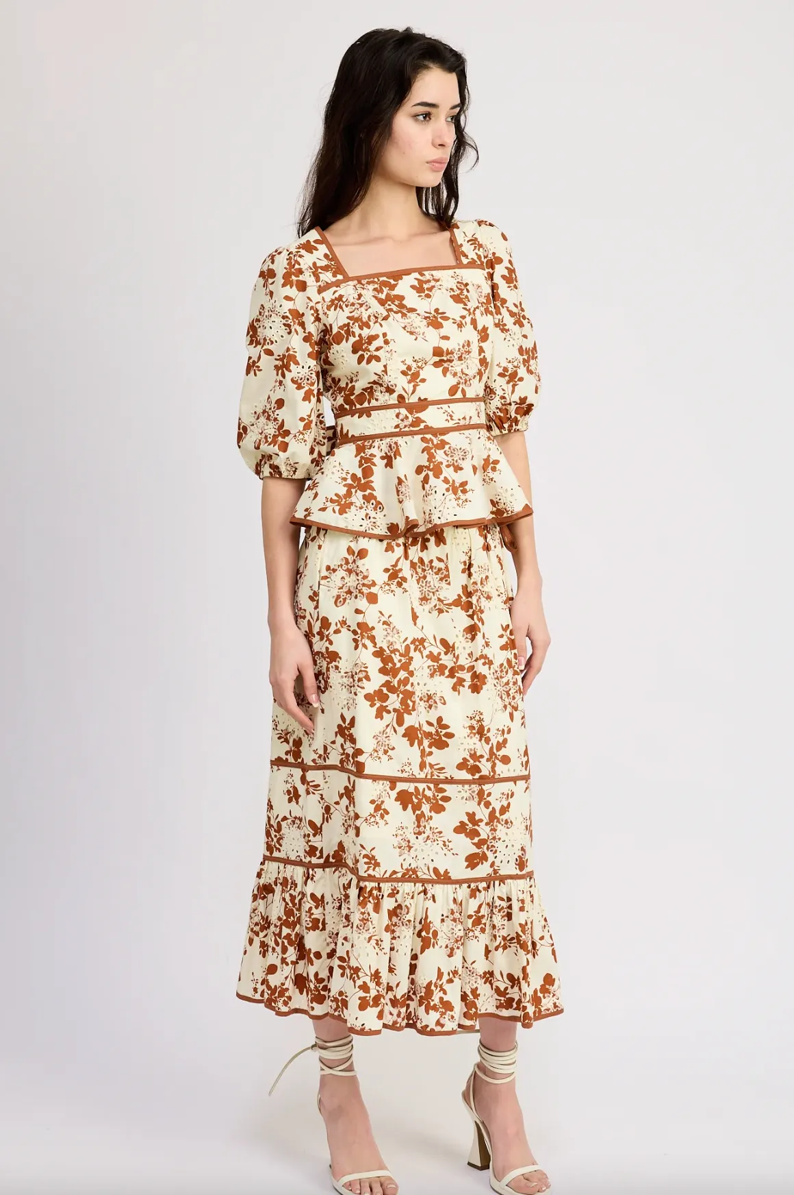 Emilia Ruffled Maxi Skirt in Rust