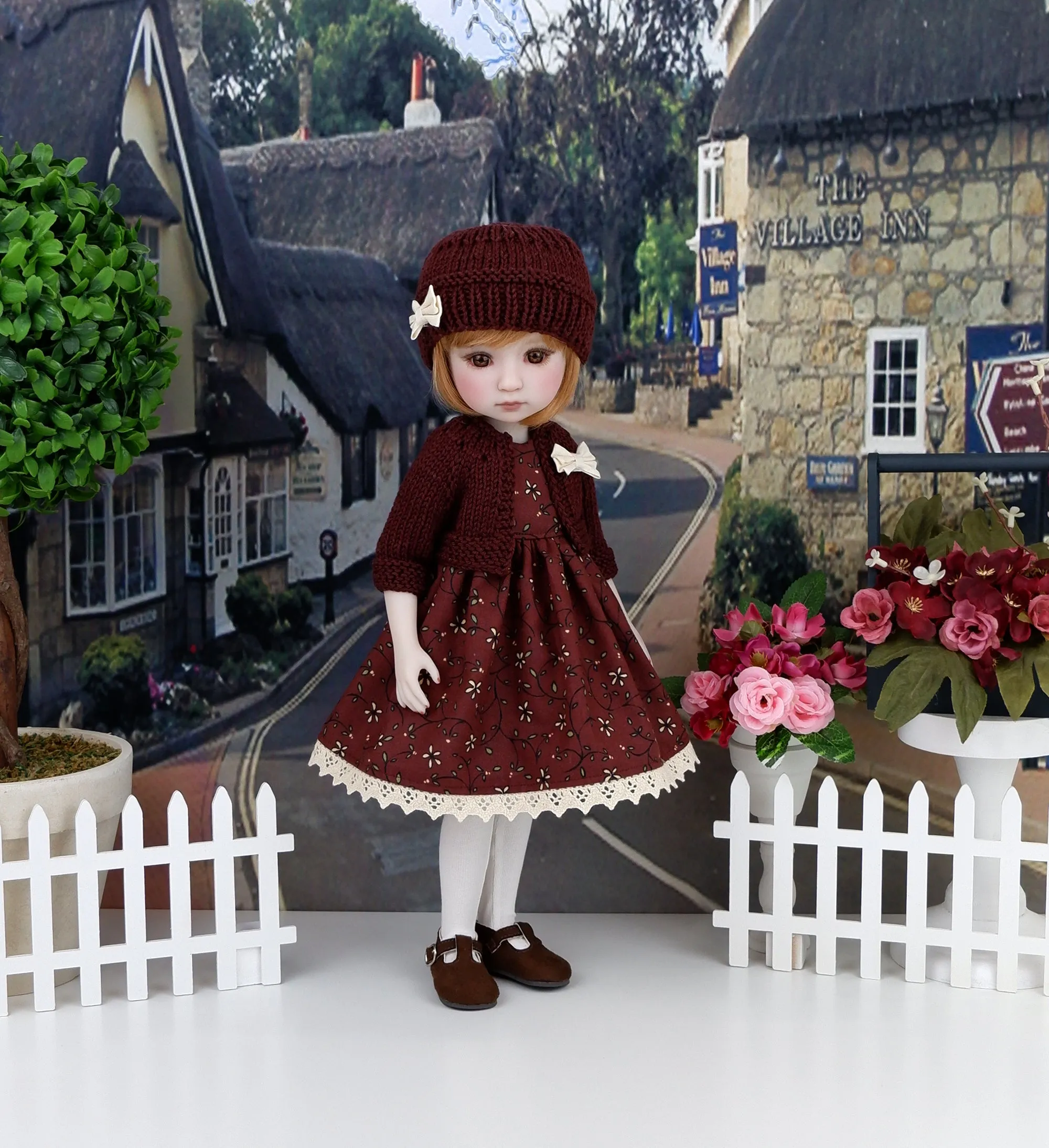 English Fall - dress and sweater set with shoes for Ruby Red Fashion Friends doll