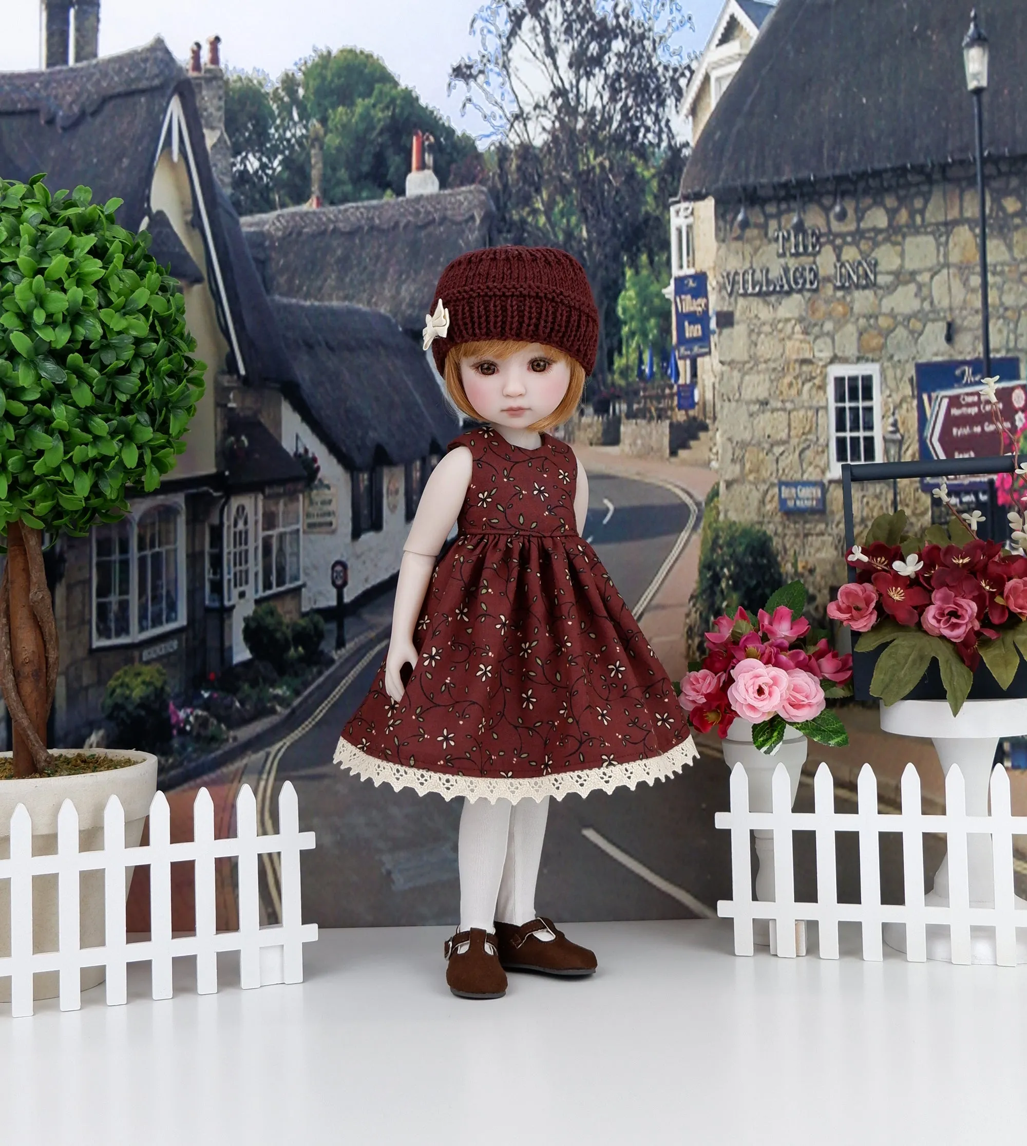English Fall - dress and sweater set with shoes for Ruby Red Fashion Friends doll