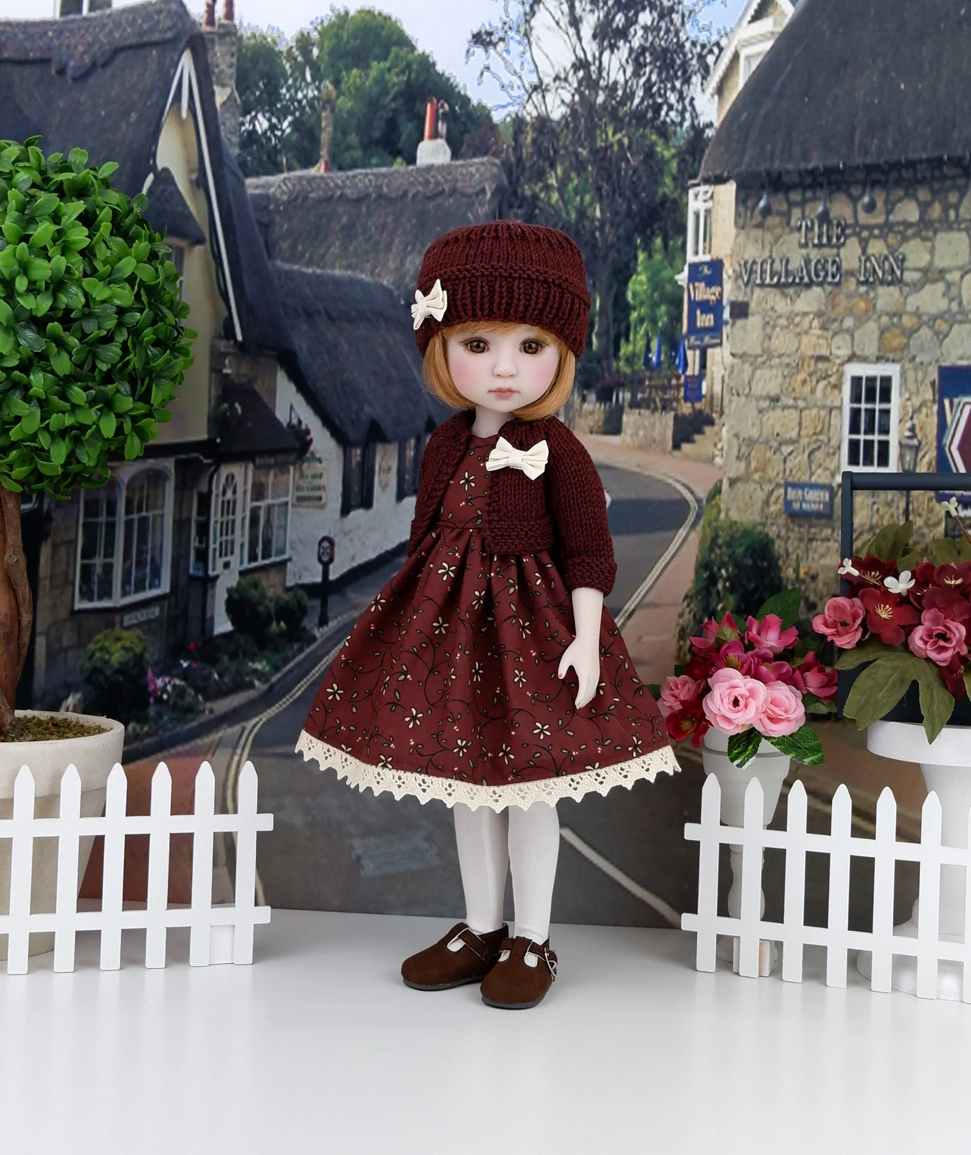 English Fall - dress and sweater set with shoes for Ruby Red Fashion Friends doll
