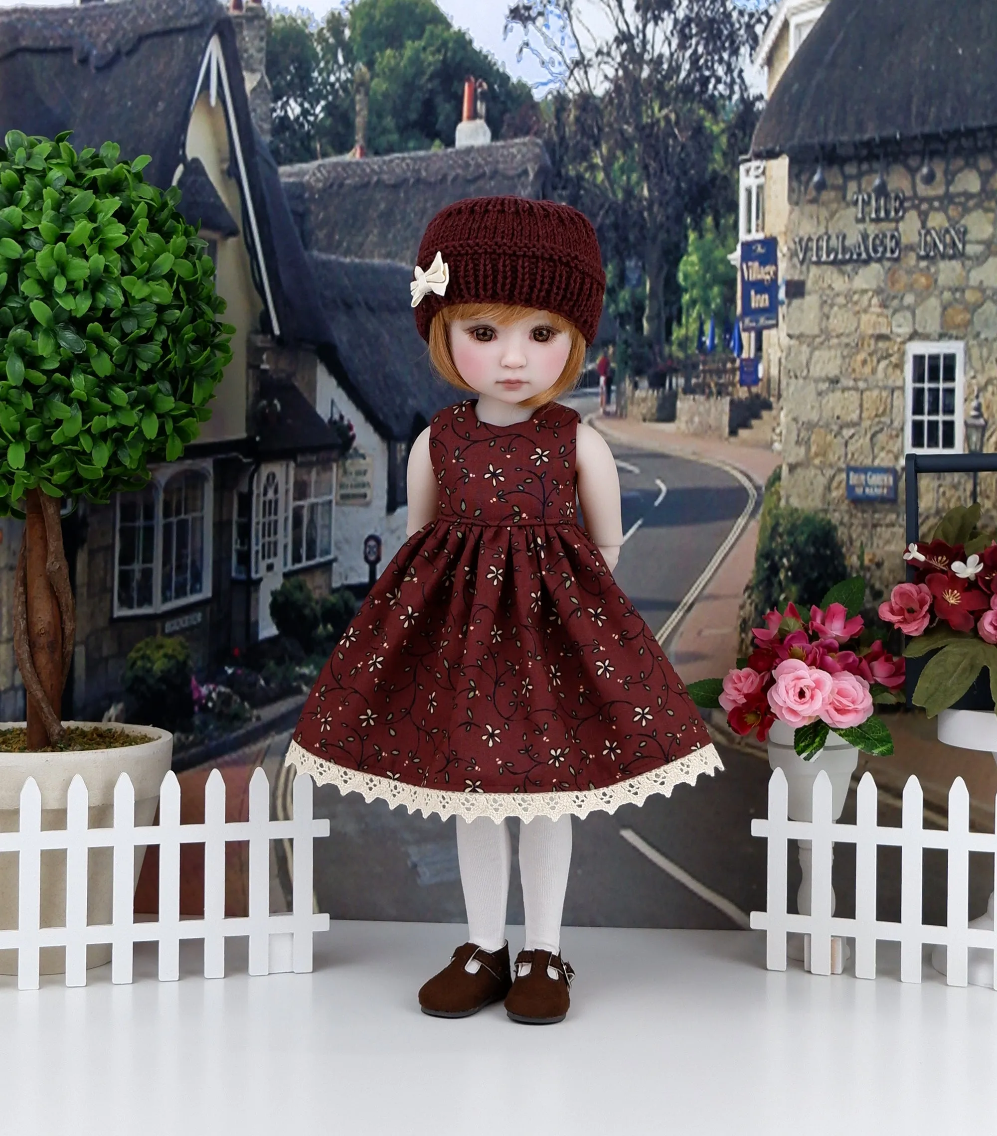 English Fall - dress and sweater set with shoes for Ruby Red Fashion Friends doll