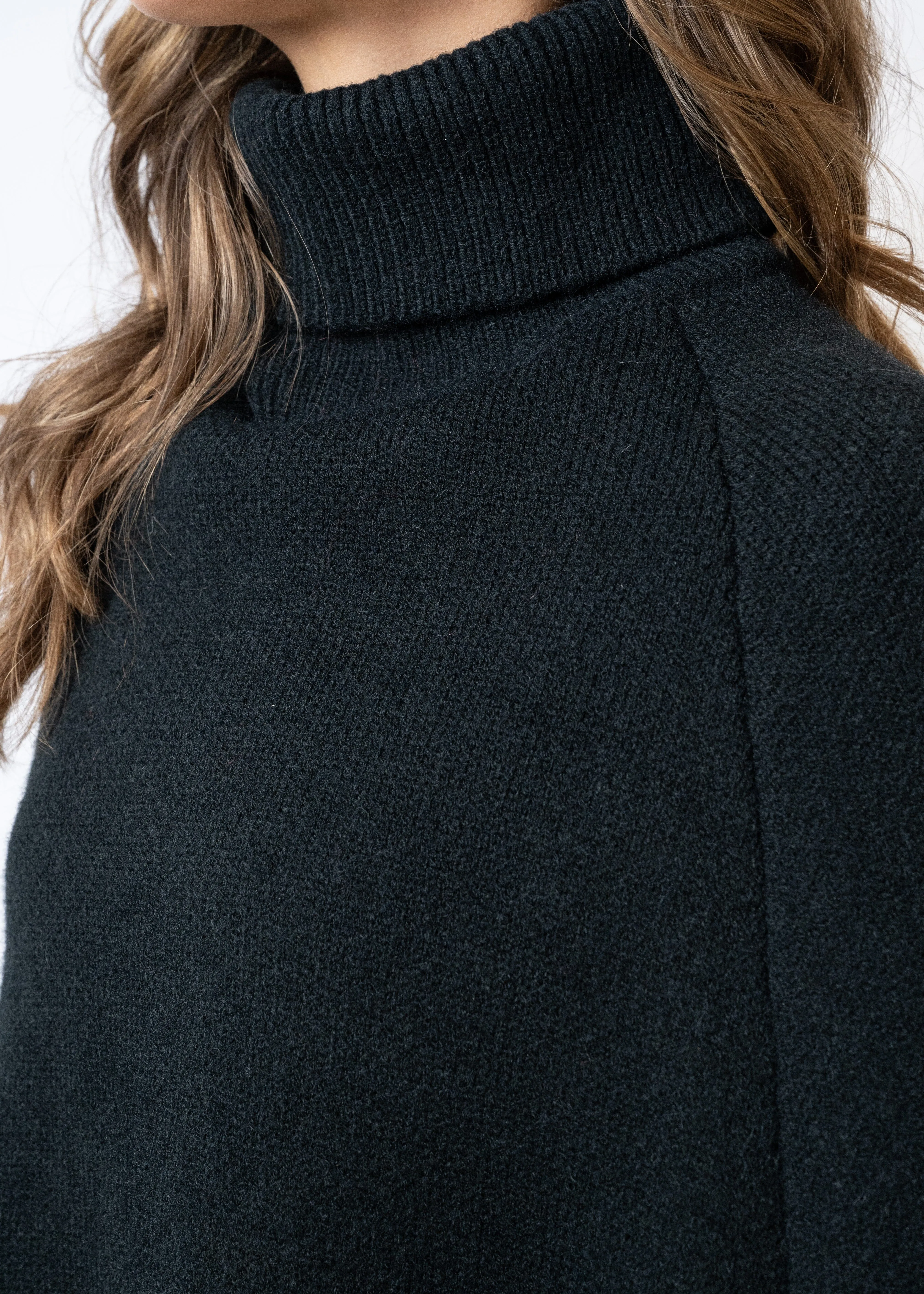 Feather Trim Poncho Sweater