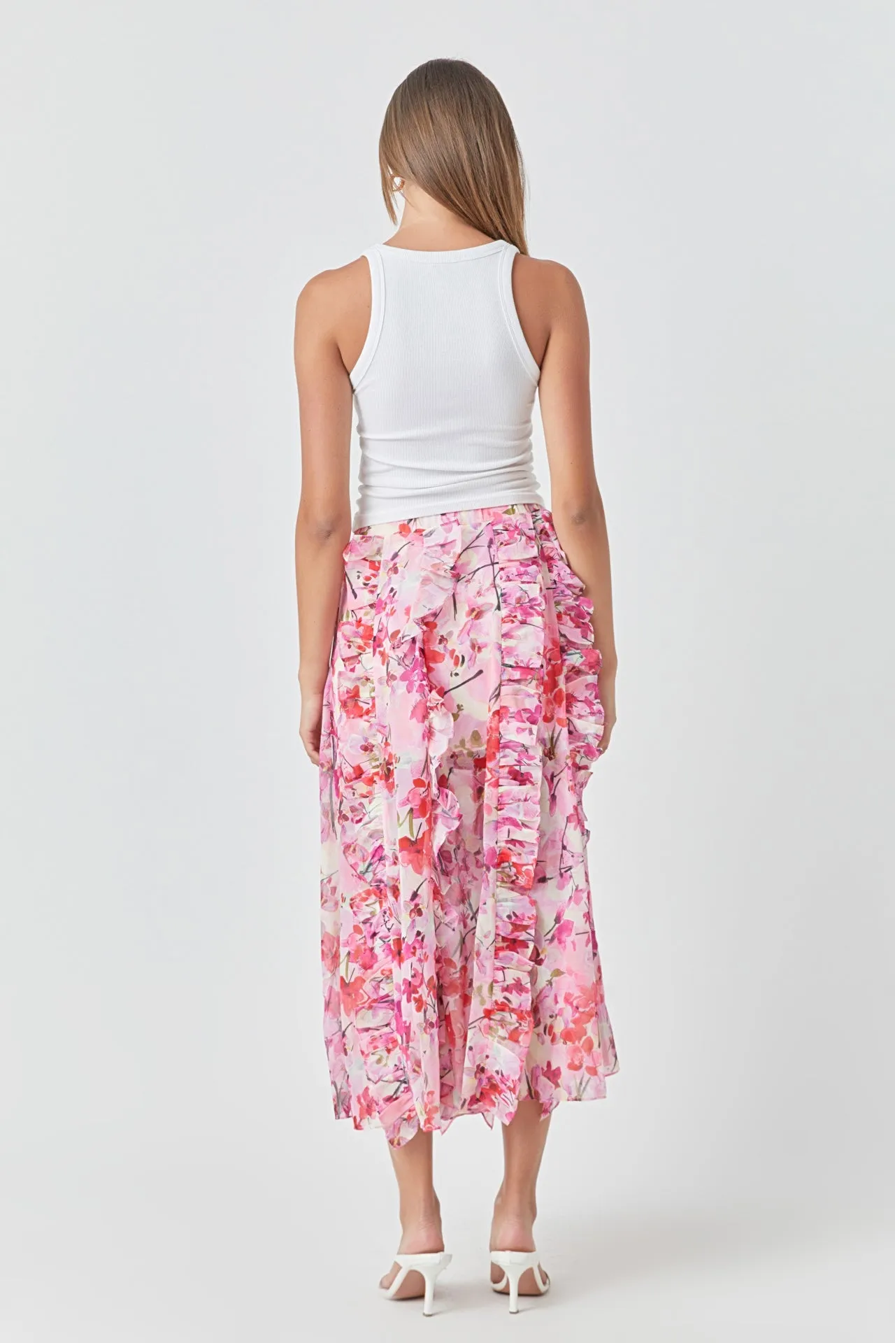 Floral Ruffled Maxi Skirt