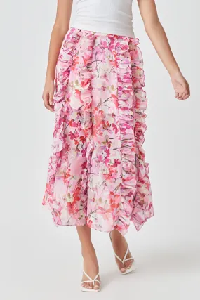 Floral Ruffled Maxi Skirt
