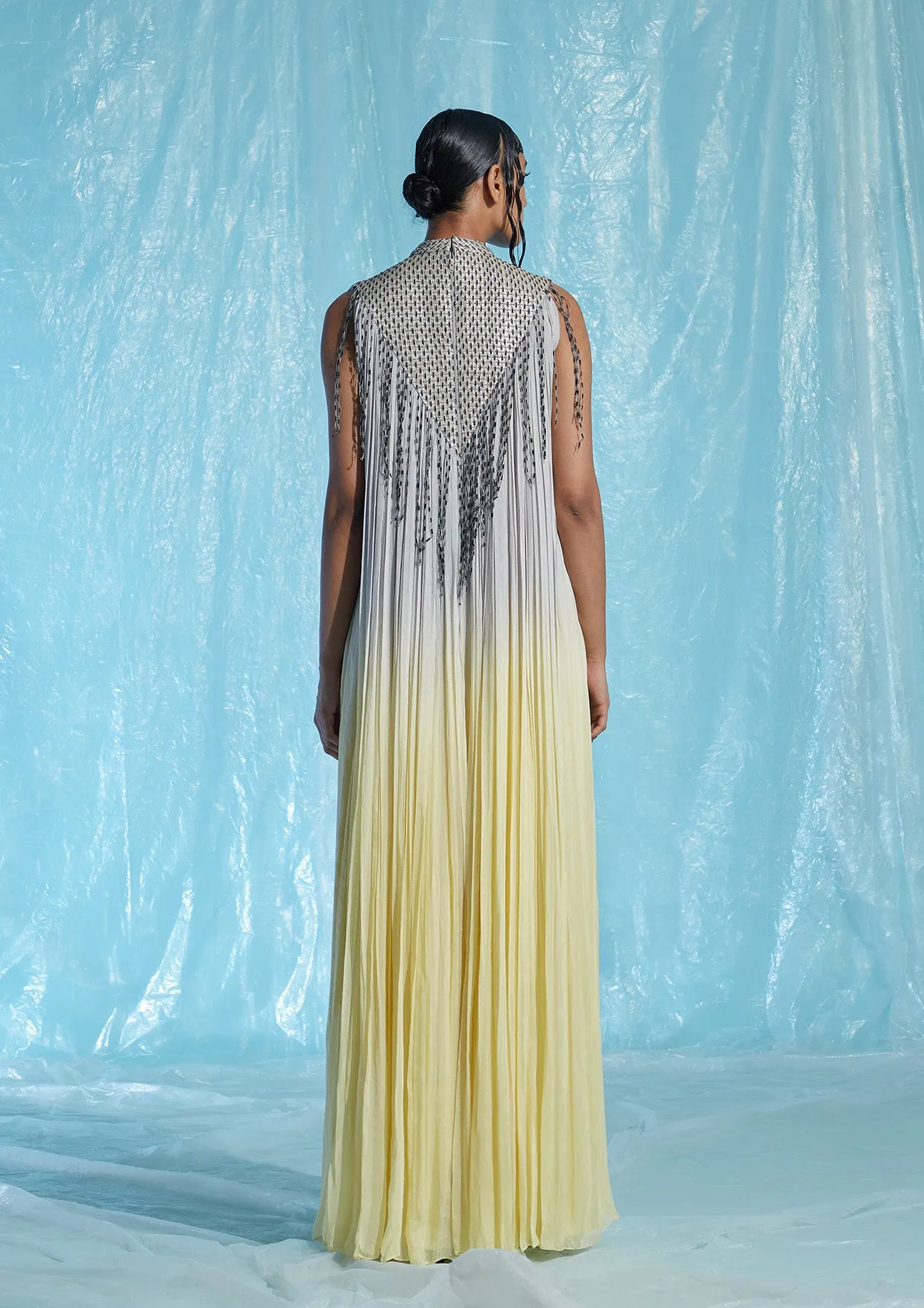 Fringed Chiffon Maxi Dress