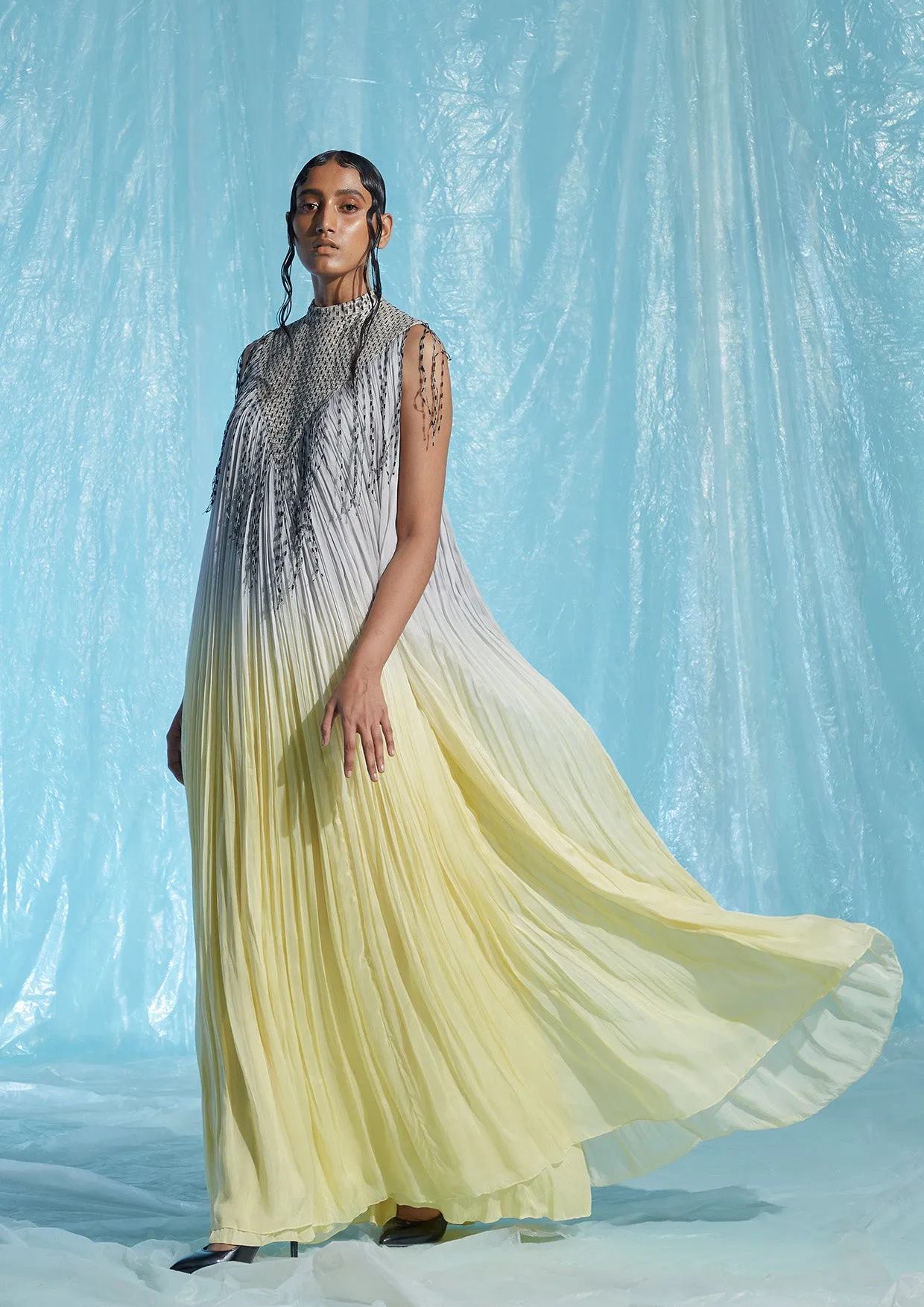 Fringed Chiffon Maxi Dress