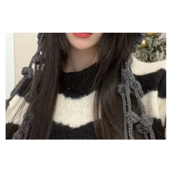 Fringed Knit Cloche Hat