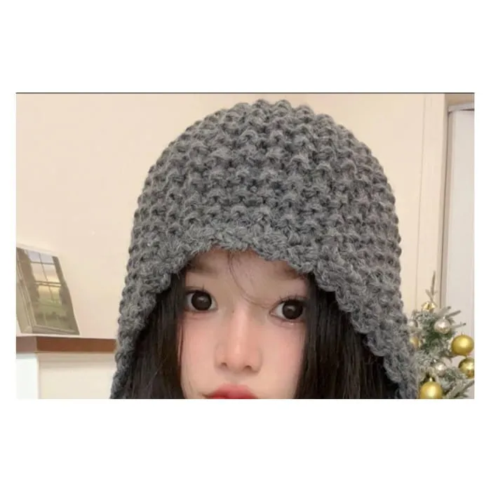 Fringed Knit Cloche Hat