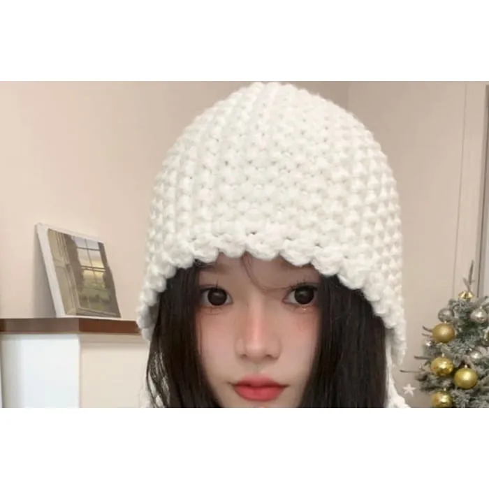 Fringed Knit Cloche Hat
