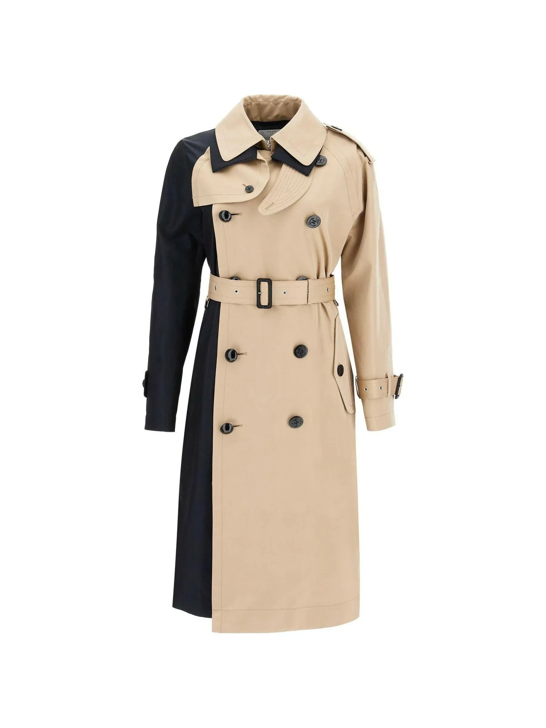 Gabardine Color Block Trench Coat