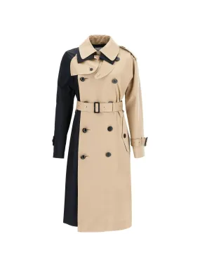 Gabardine Color Block Trench Coat