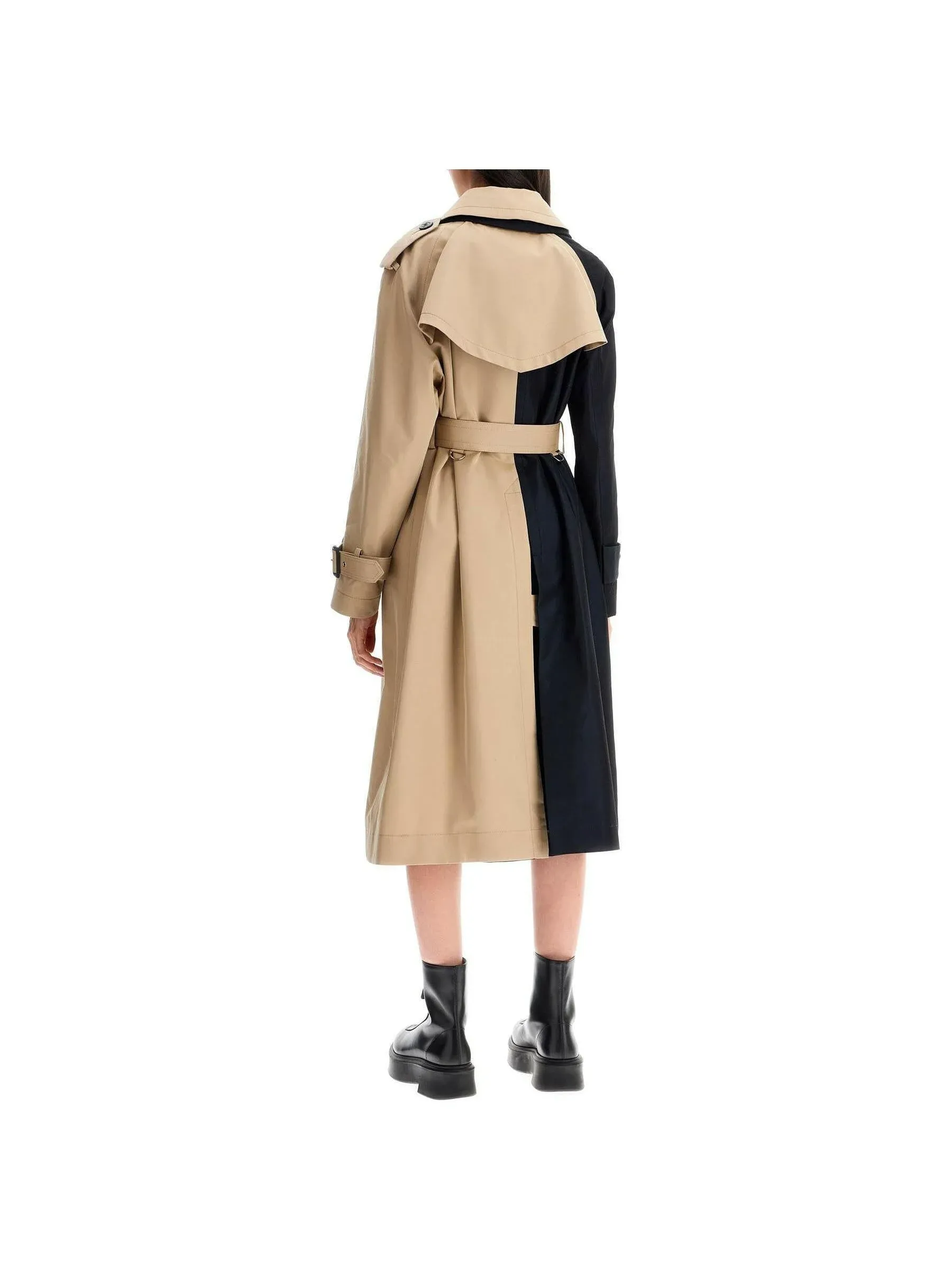 Gabardine Color Block Trench Coat