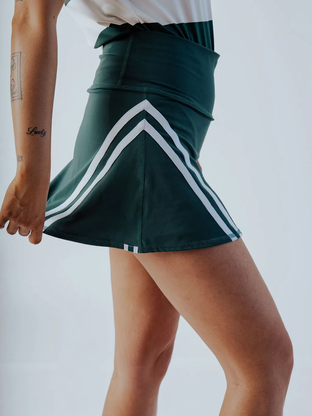George Skirt - Green / White Stripes
