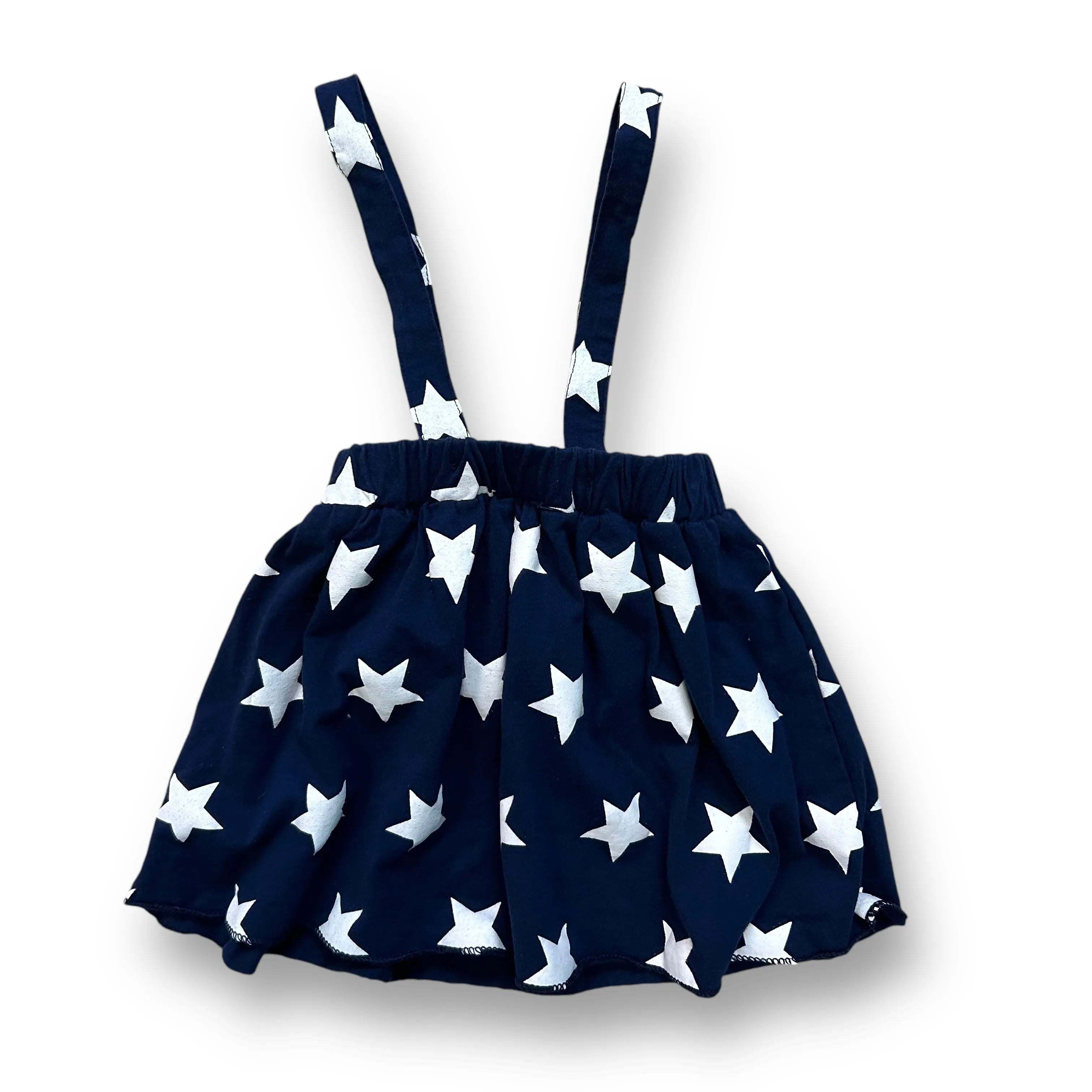 Girls Specialty Size 90 Navy & White Star Print Suspender Skirt