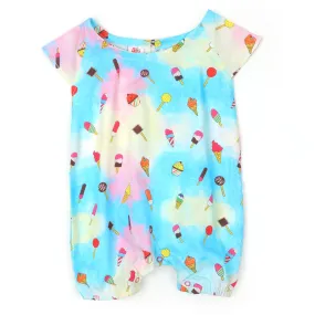 Girls Woven Romper Polka -Light Blue