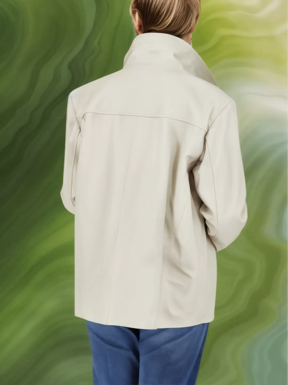 Handcrafted Oversized Women's Sheepskin Leather Jacket – Stylish & Versatile Bone