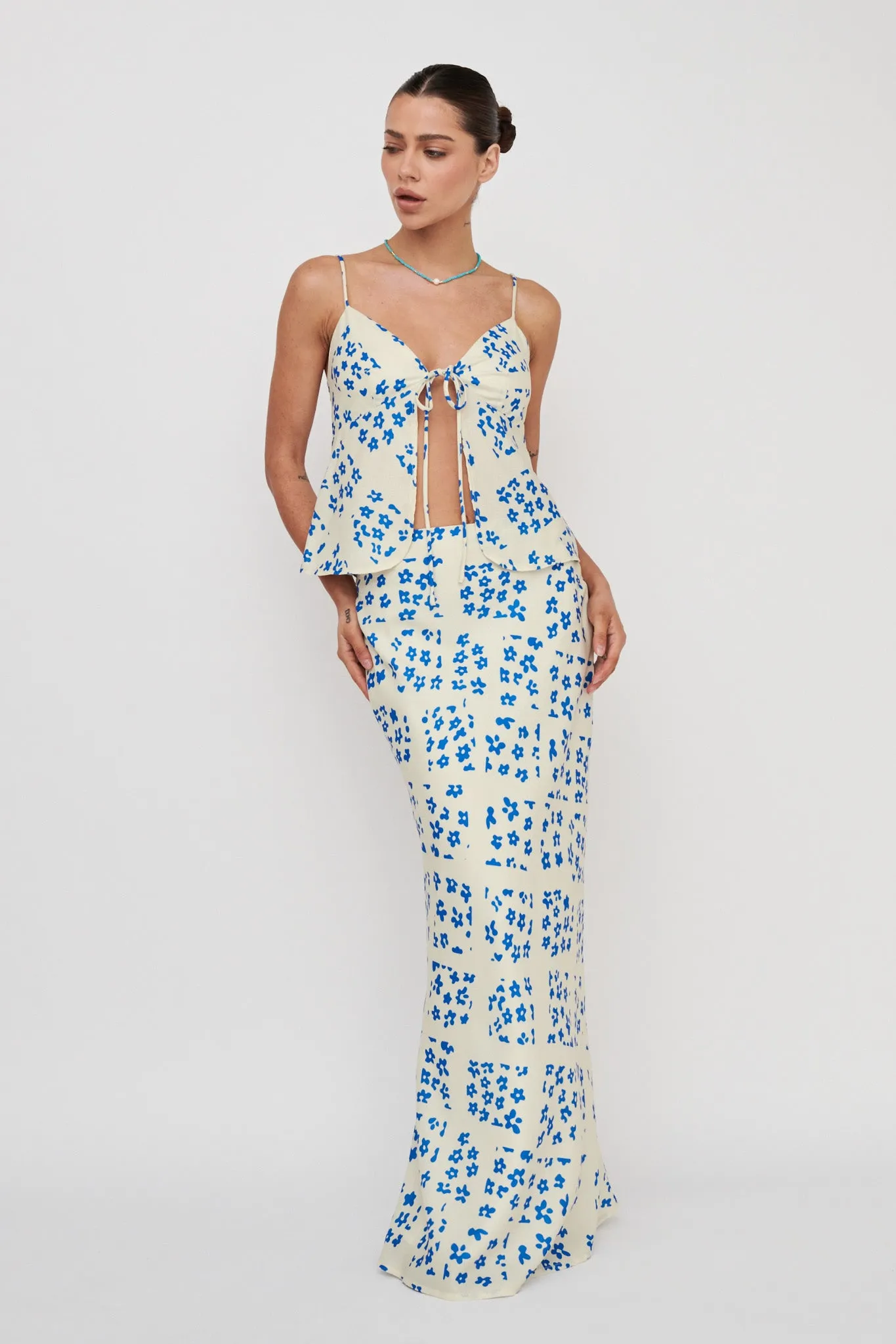 Heart & Soul Maxi Skirt Floral Cream