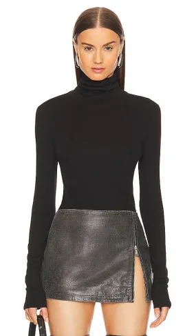 Helmut Lang Rib Turtleneck Tee in Black
