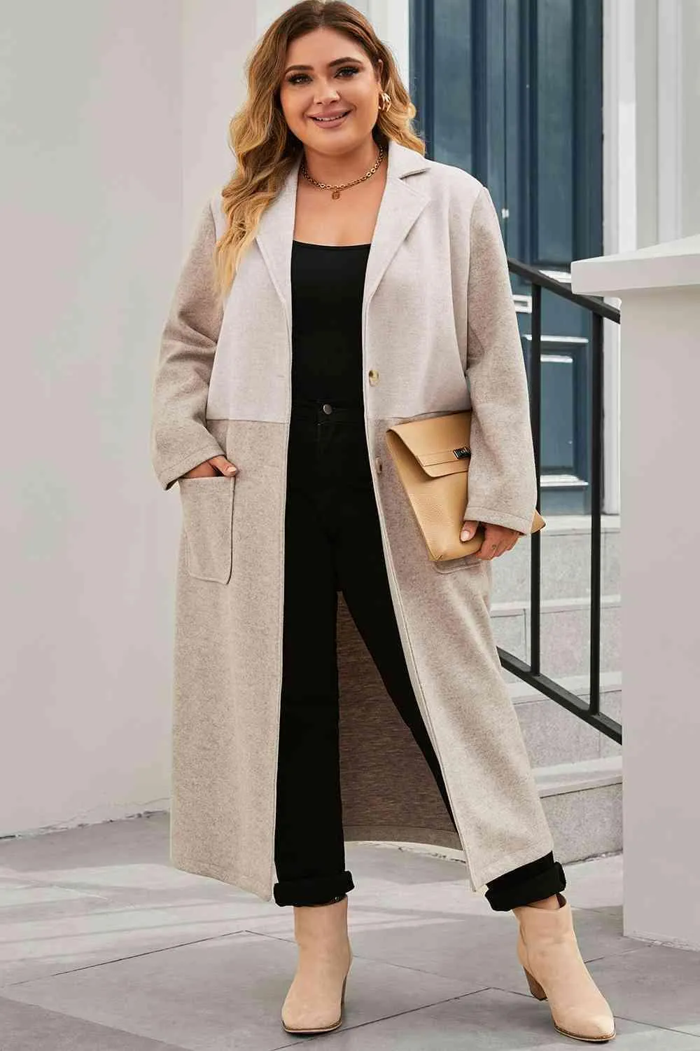 High-Grade Longline Plus Size Women's Trench Coat