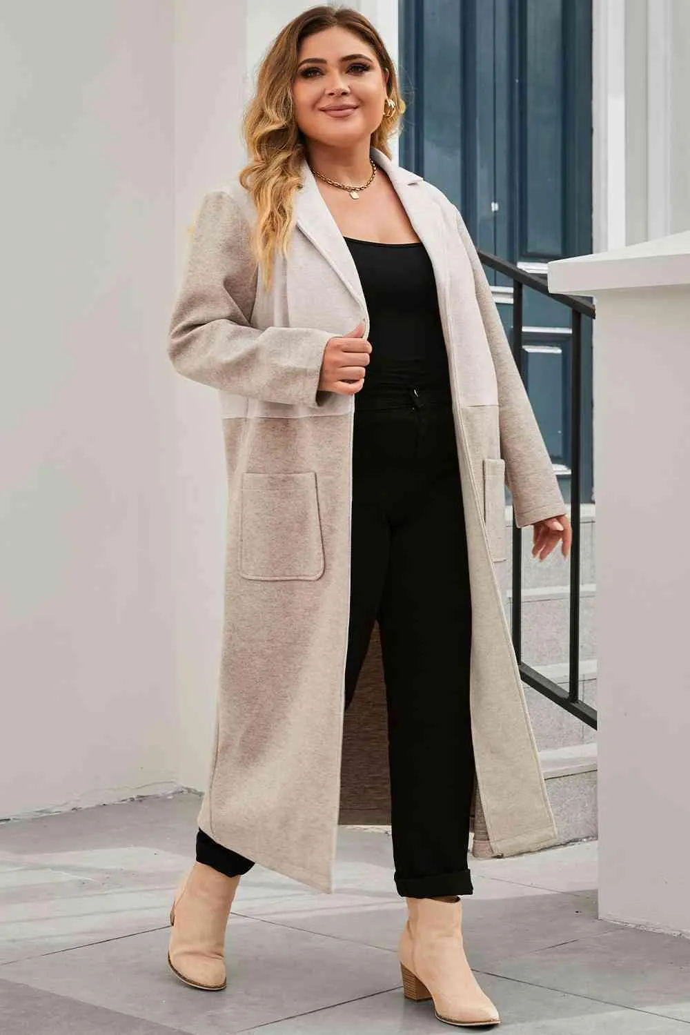 High-Grade Longline Plus Size Women's Trench Coat