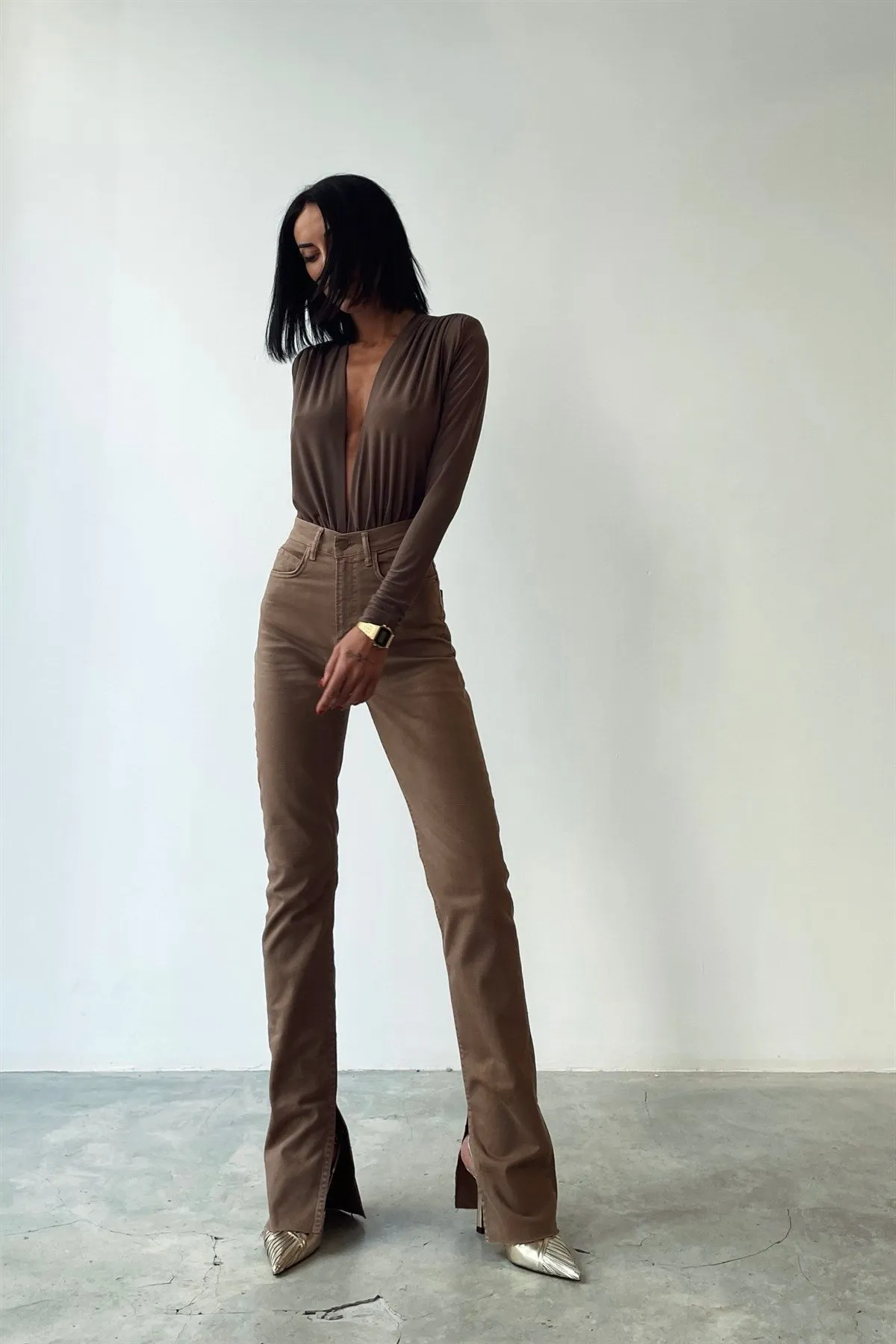 High Waist Brown Jeans