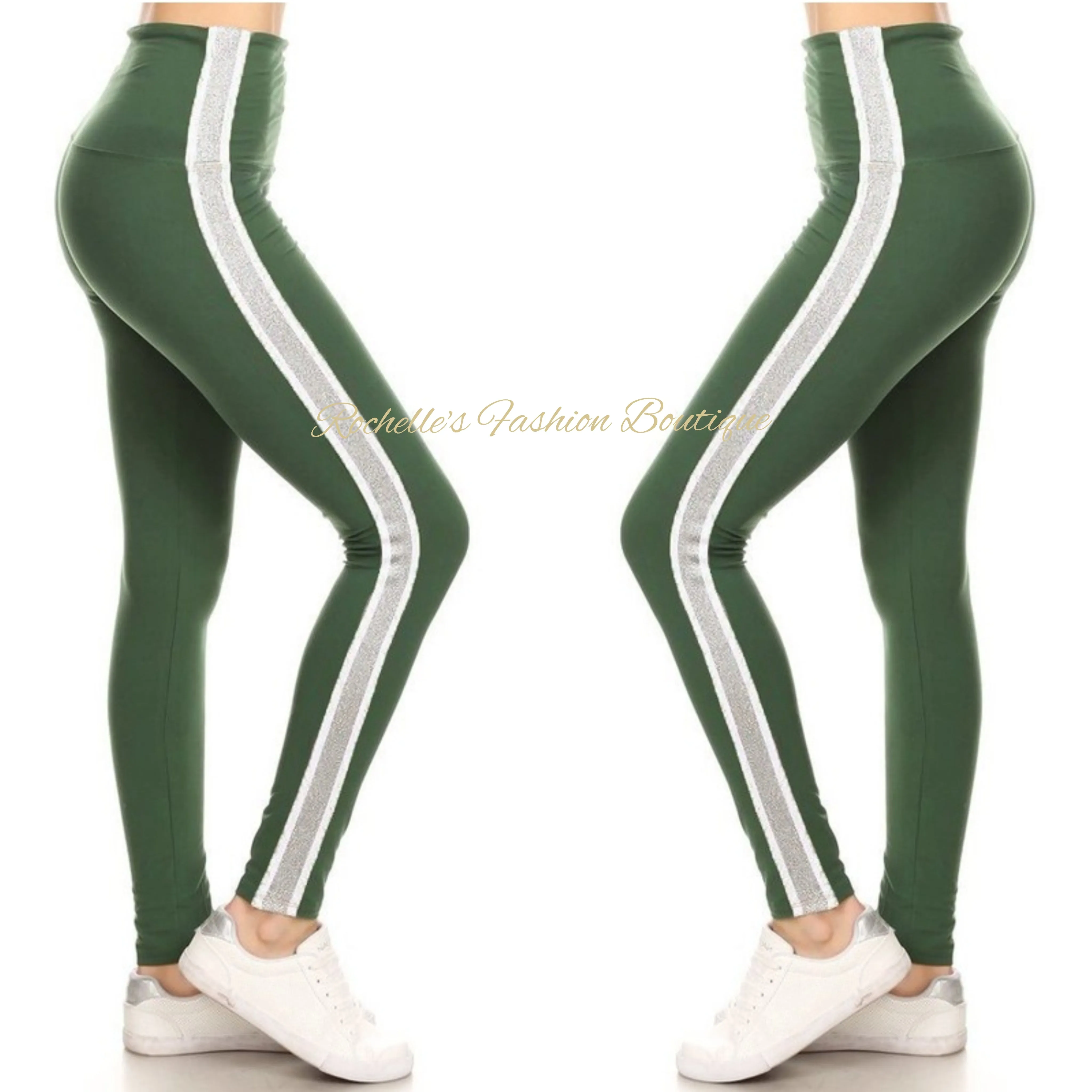 High Waist Mustard White Stripe Legging