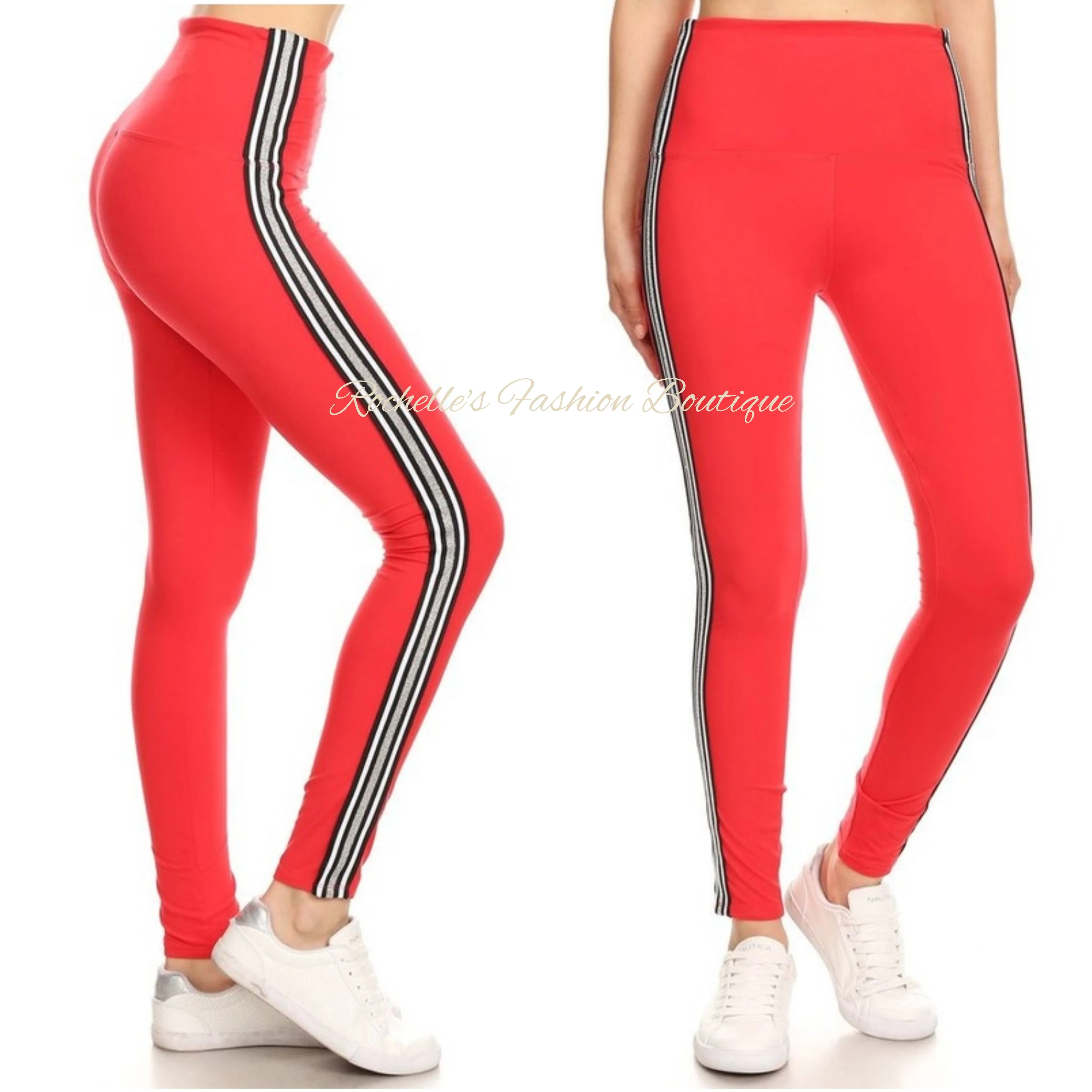 High Waist Mustard White Stripe Legging