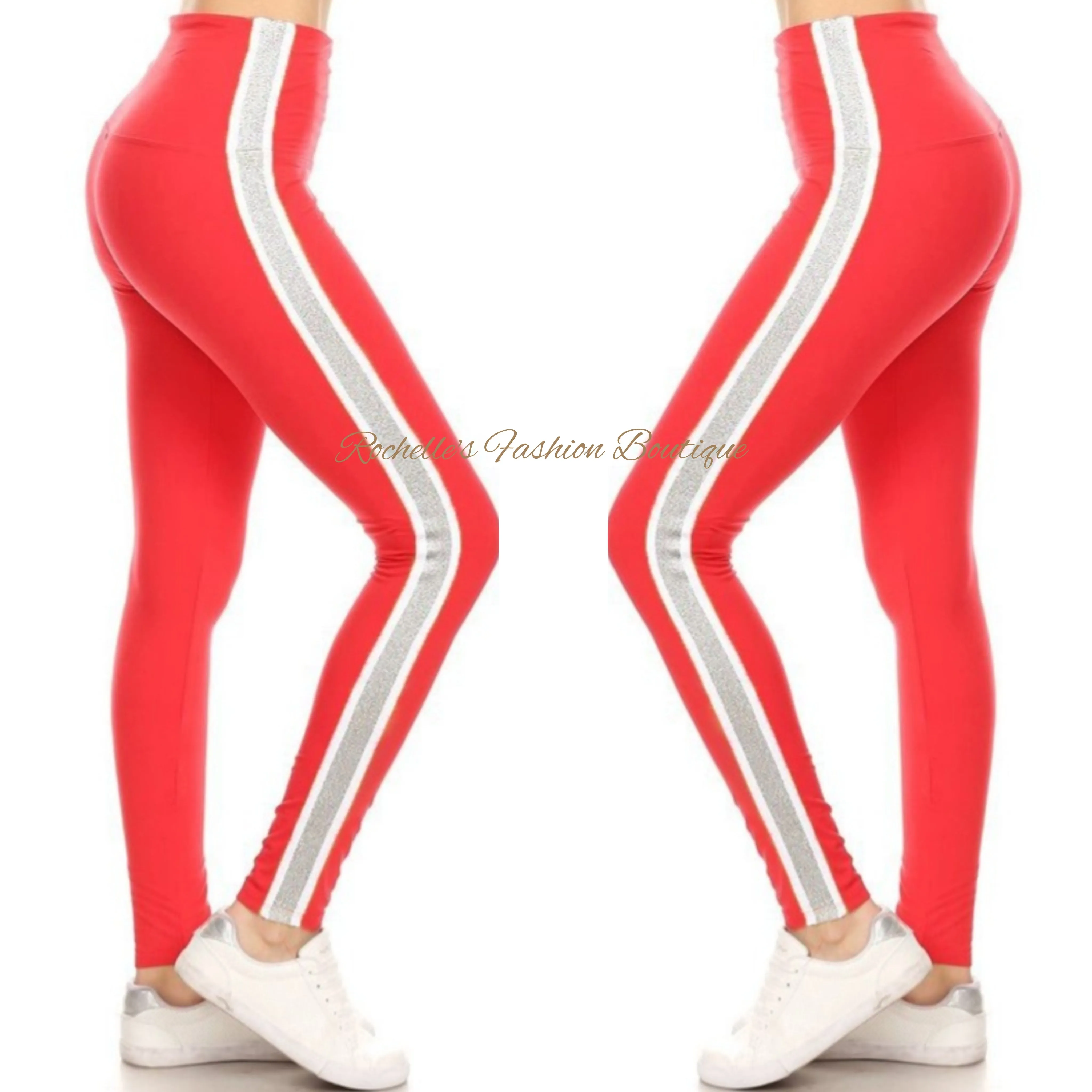 High Waist Mustard White Stripe Legging