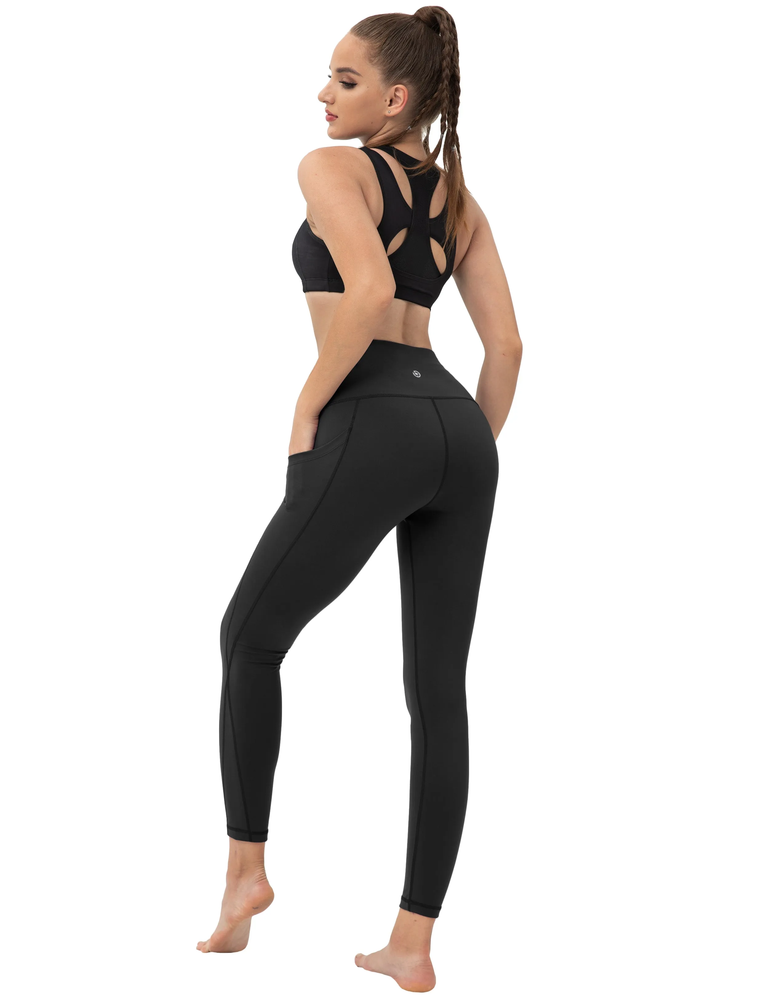 High Waist Side Pockets Gym Pants black_Gym