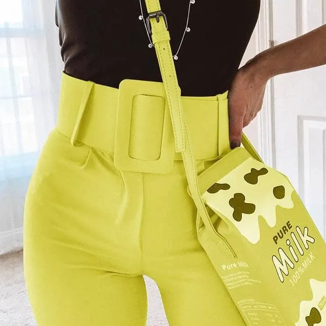 High Waist Slim Fit Pencil Pants With Belt