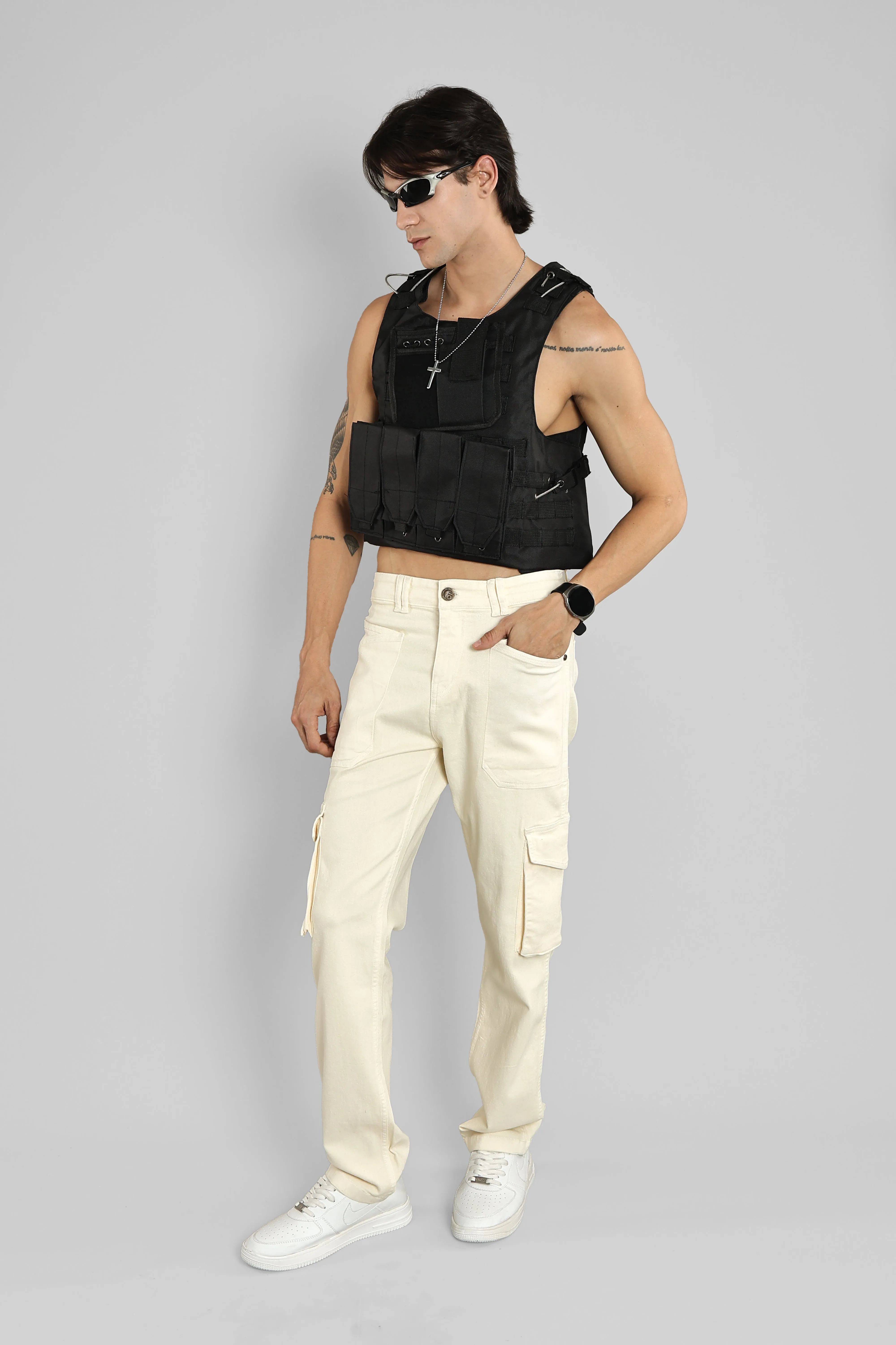 Ivory Color Cargo Pants for Men