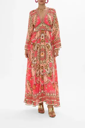 Kimono Sleeve Dress With Shirring Details Shell Games - Camilla