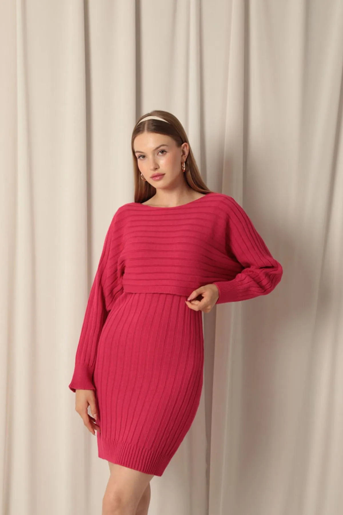 KKT Knitwear Fabric Sweater Dress Navy Blue Suit - Kaufbeuren