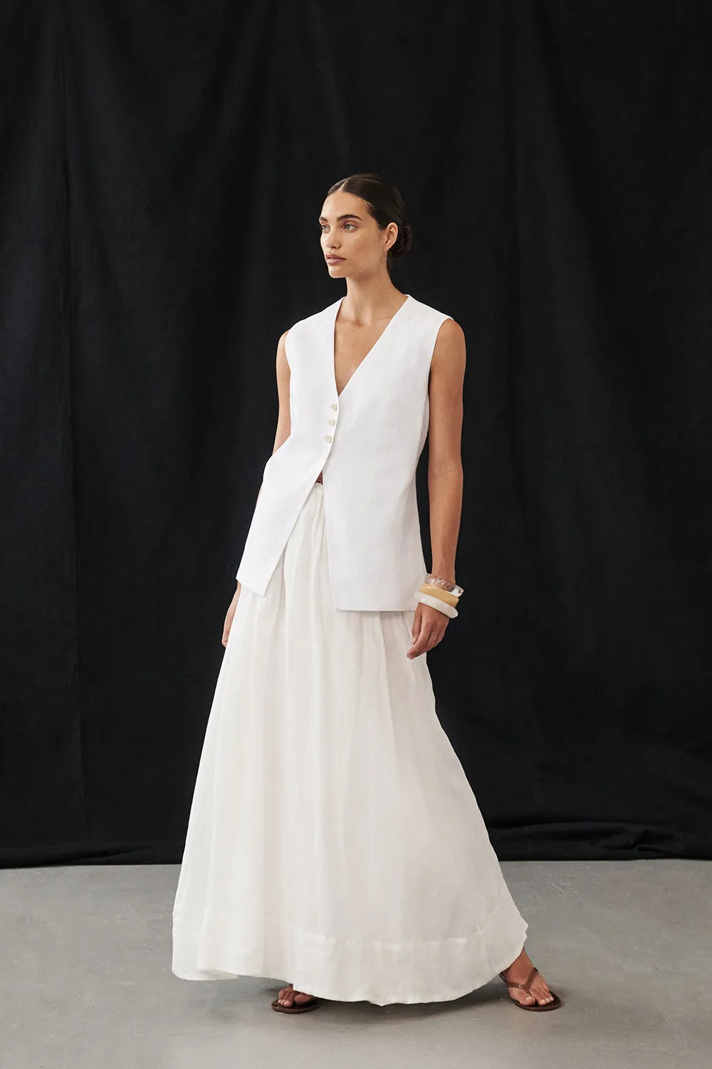 LAYNE WHITE RAMIE MAXI SKIRT