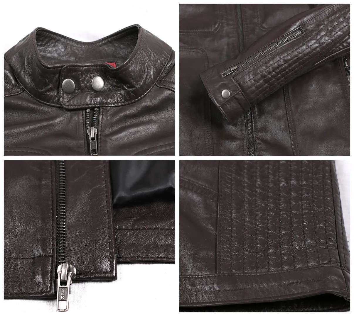 Leather Jackets Hub Mens Genuine Lambskin Leather Jacket (Black, Racer Jacket) - 1501476